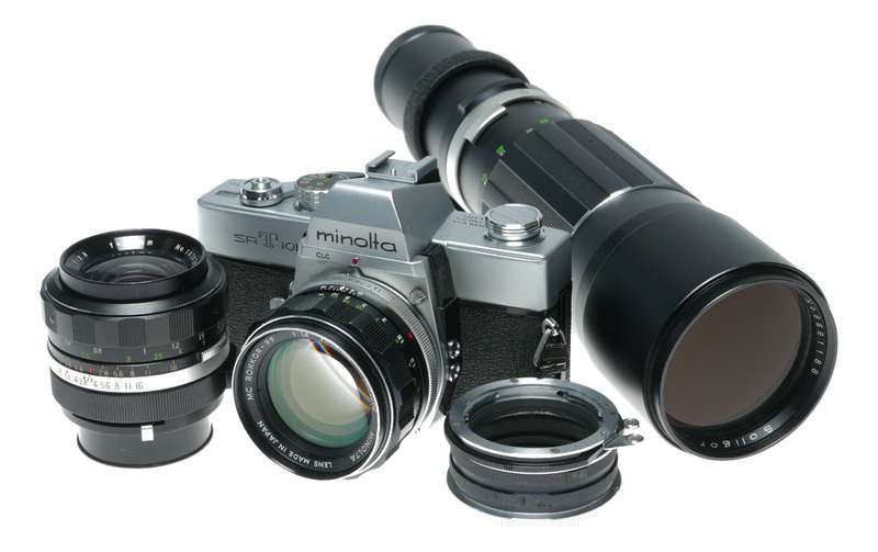 Minolta SRT 101 SLR Film Camera 1.4/58 Wide-Auto 2.8/35 Tele 400mm