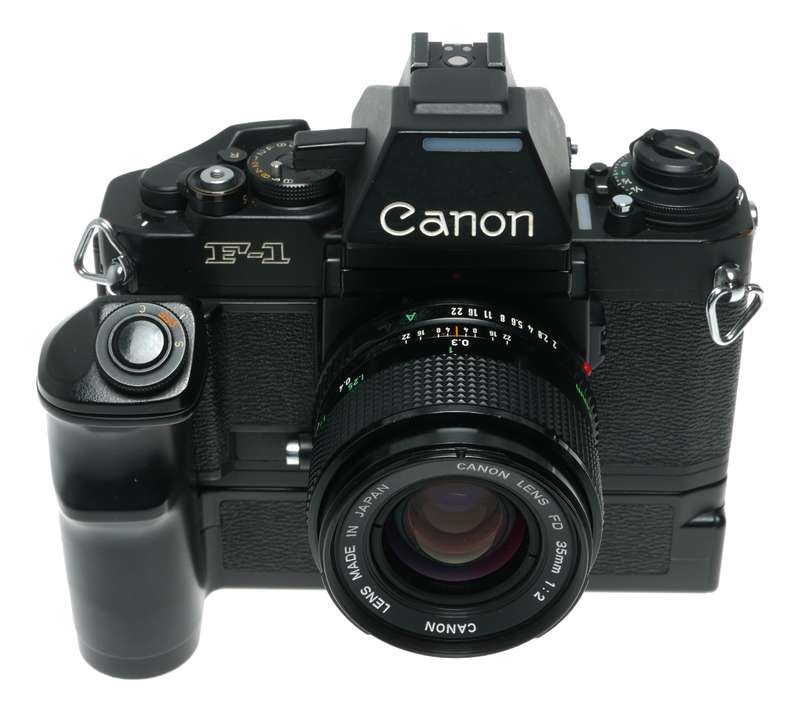 Canon F-1 35mm Film SLR Camera FD 35mm 1:2 Lens Power Winder Manual Strap