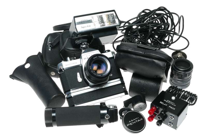 Pentax Spotmatic SLR Camera Motor Drive Super Lite Flash Grip Relay Pack