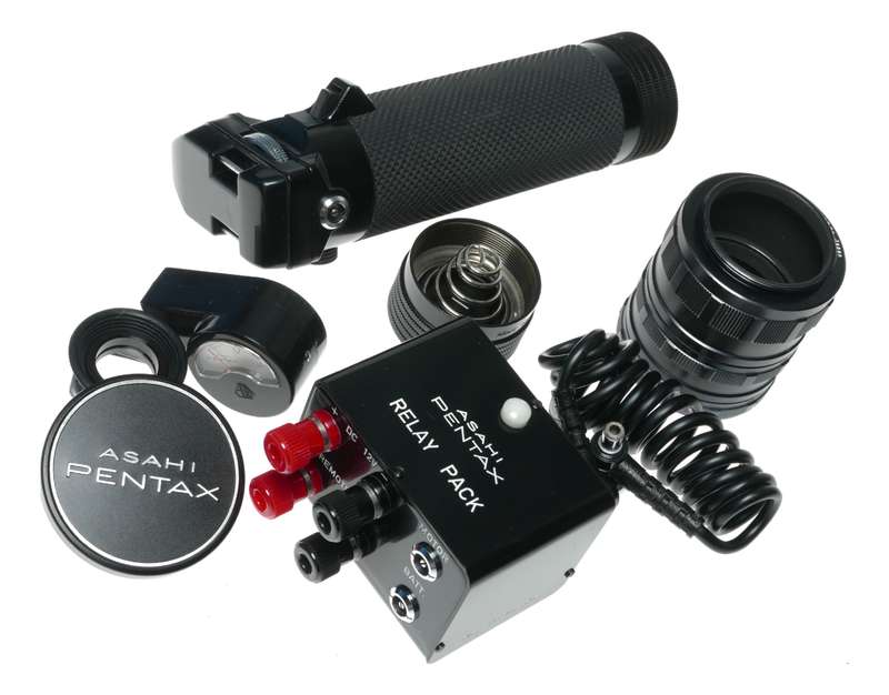 Pentax Spotmatic SLR Camera Motor Drive Super Lite Flash Grip Relay Pack