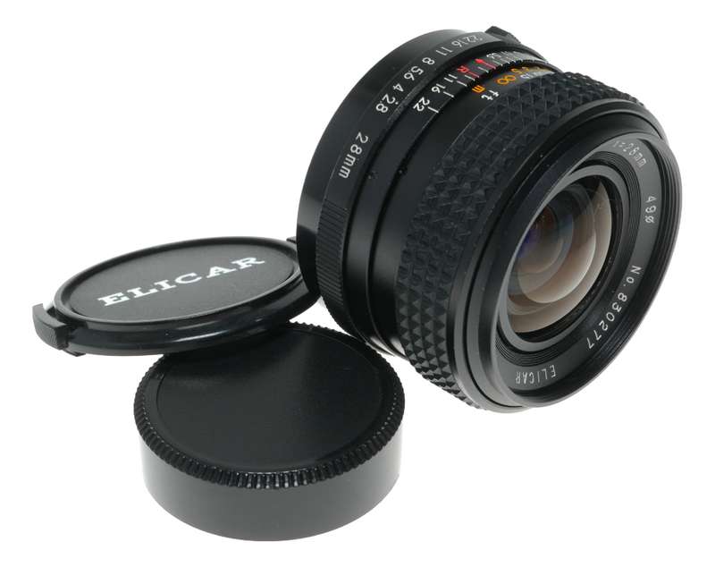Elicar MC Automatic 1:2.8 f=28mm Wide Angle Film Camera Lens