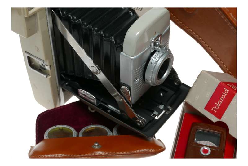 Polaroid Highlander Land Camera Model 80A Original Box Lenses Filters Lightmeter Case