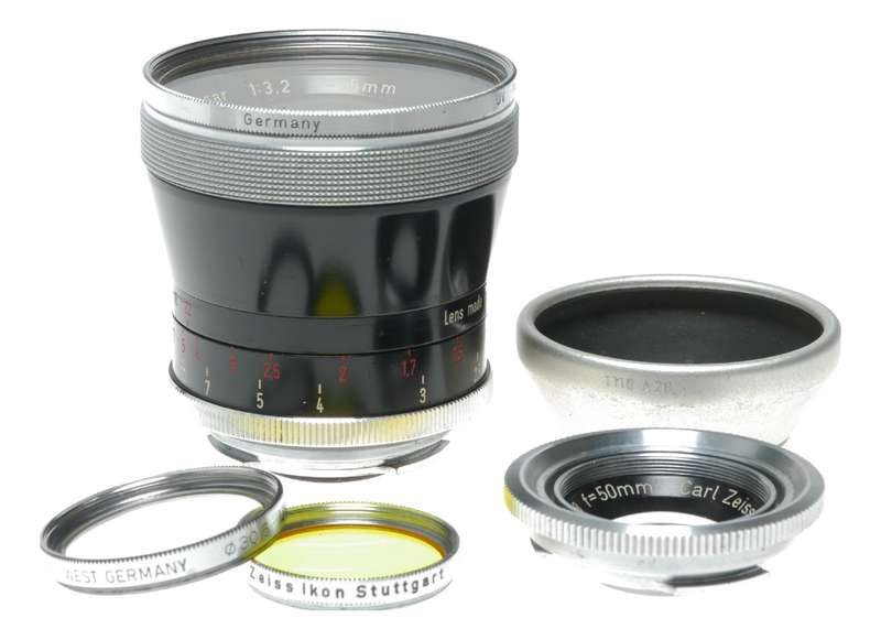 Zeiss Pro-Tessar 3.2/35mm Contaflex Lens 2.8/50 Hood A28.5 Filters