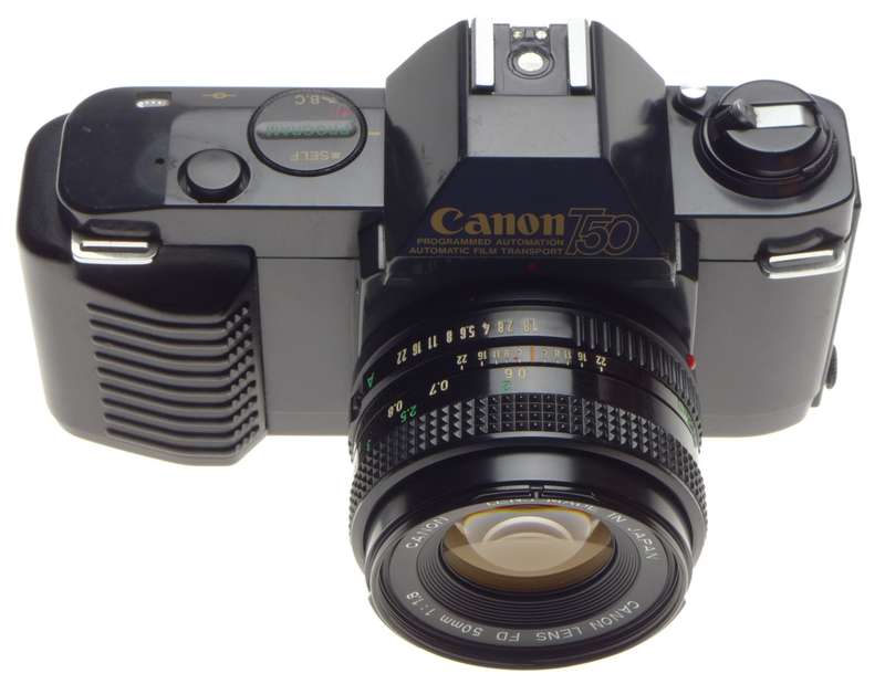CANON T50 multi program AE FD 1.8/50mm lens Dual metering system vintage 35mm film camera MINT