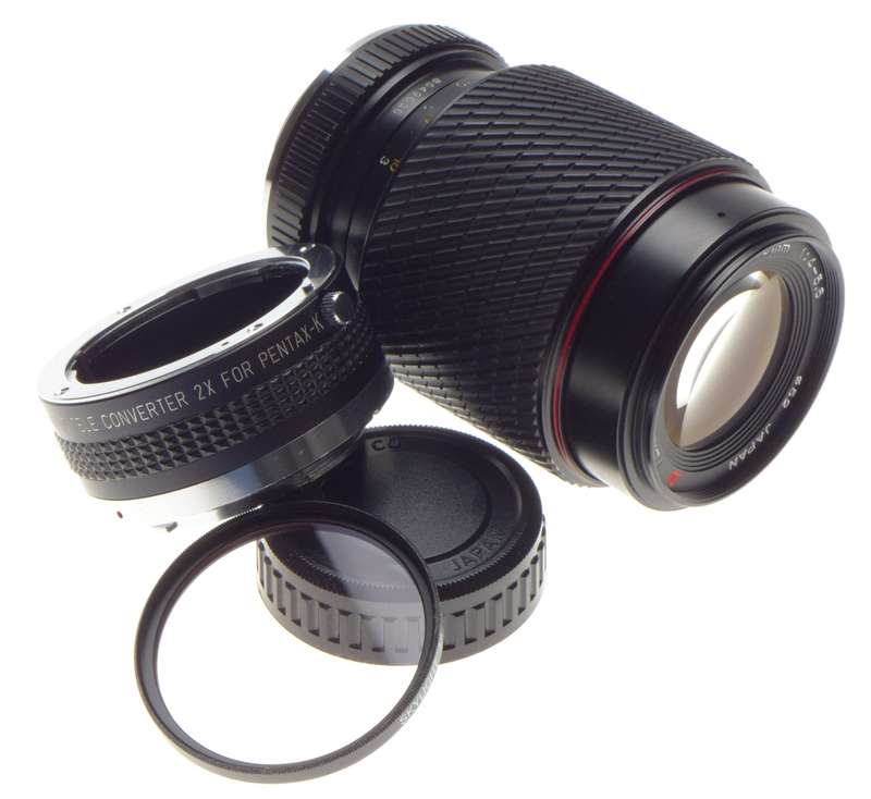 PENTAX-K mount 2 x Tele Converter double TOKINA SD 70-210mm 1:4-5.6 35mm film camera lens cap filter