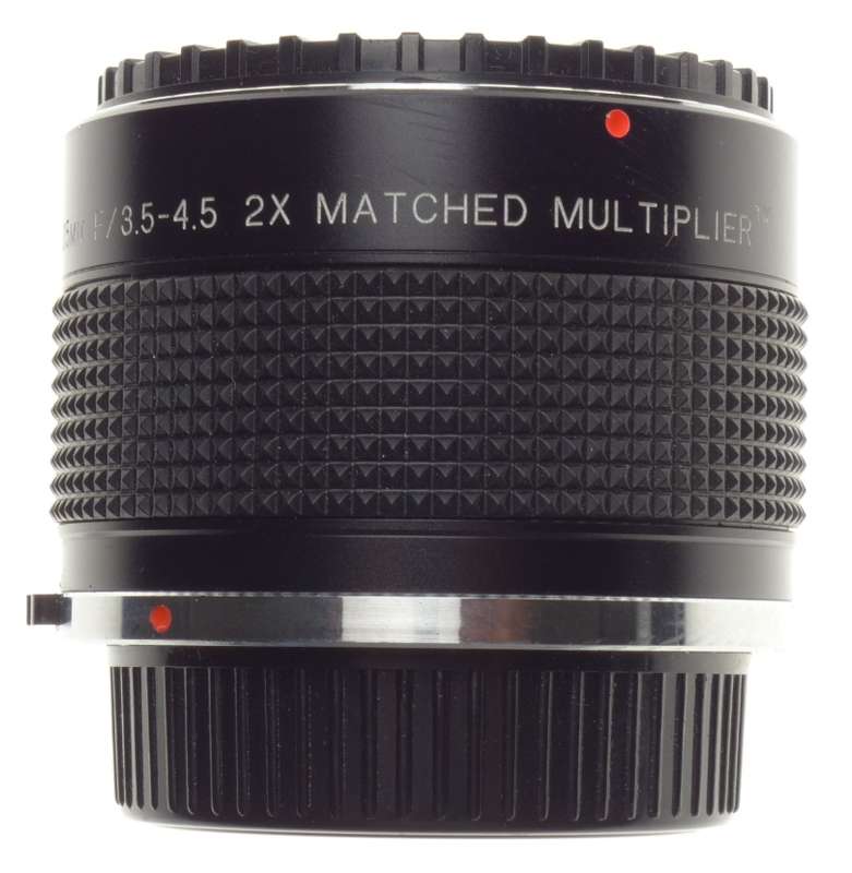 OLYMPUS O/M mount VIVITAR MC 75-205mm f3.5-4.5 2x matched multiplier doubler excellent caps