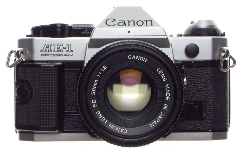 CANON AE-1 PROGRAM chrome 35mm SLR film camera with FD 50 1:1.8 lens with cap - Canon