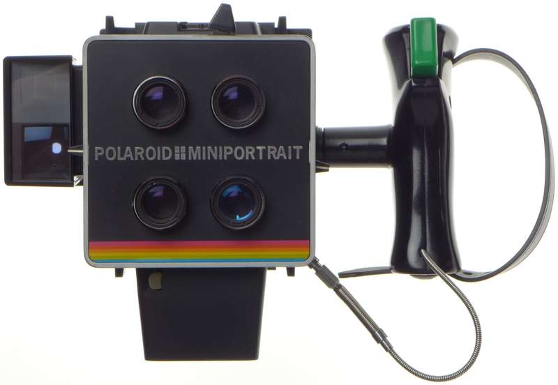 POLAROID Miniportrait instant camera shoots 4 shots at once with grip and release cable