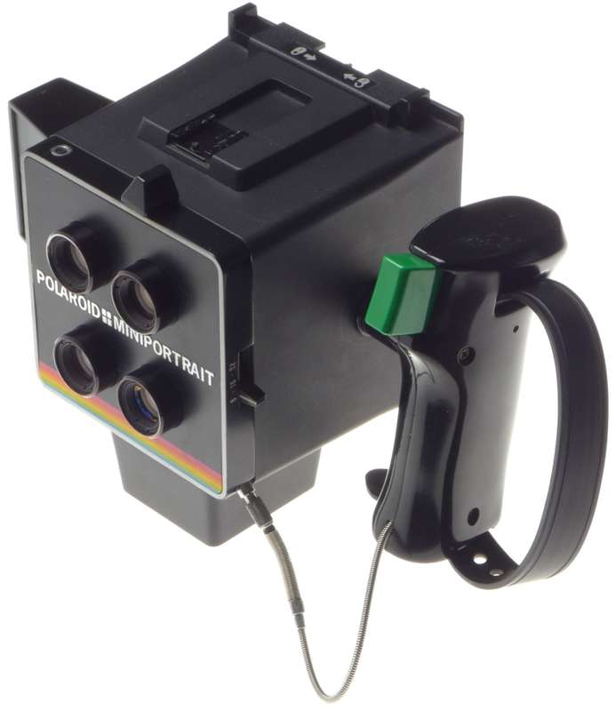 POLAROID Miniportrait instant camera shoots 4 shots at once with grip and release cable