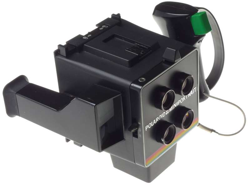 POLAROID Miniportrait instant camera shoots 4 shots at once with grip and release cable