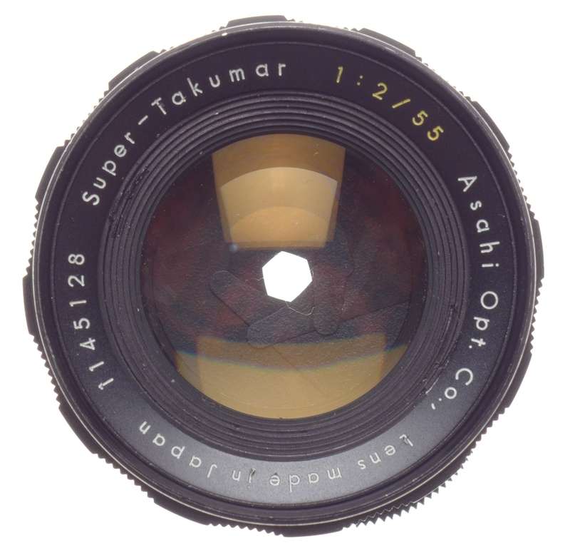 PENTAX Asahi opt. Super-Takumar 1:2/55mm coated screw mount 35mm film camera lens used caps - Pentax