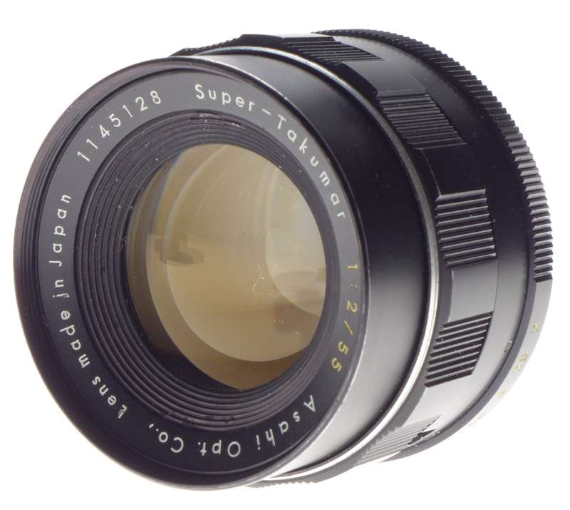 PENTAX Asahi opt. Super-Takumar 1:2/55mm coated screw mount 35mm film camera lens used caps - Pentax