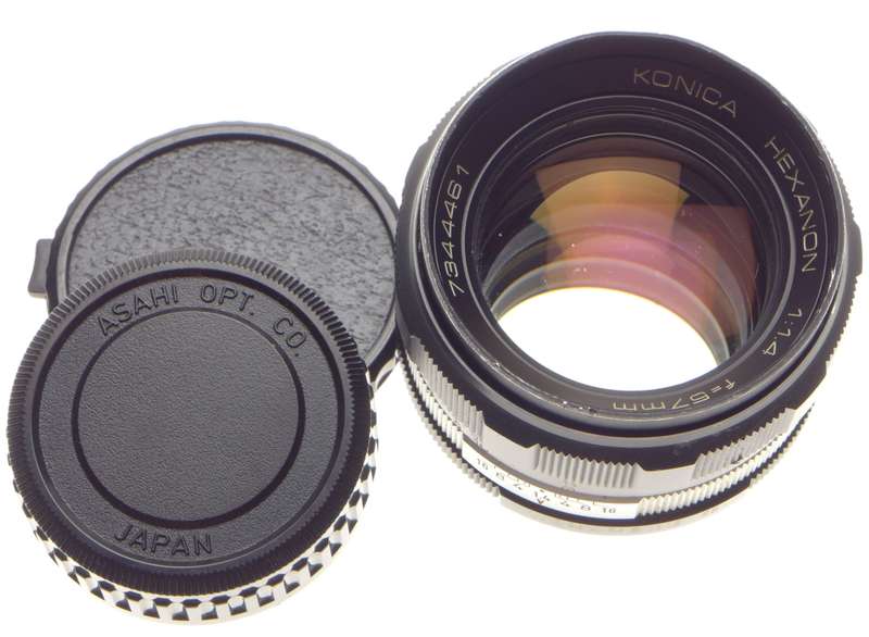 Konica HEXANON 1:1.4 f=57mm Vintage SLR film camera lens bayonet mount with coated optics 1.4/57
