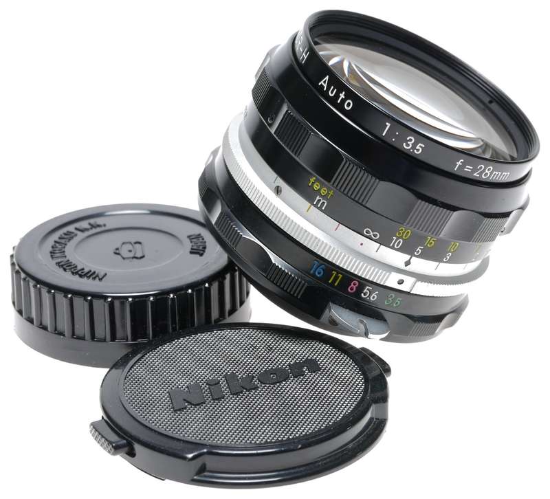 Nikkor-H Auto 1:3.5 f=28mm Vintage SLR film camera lens wide angle