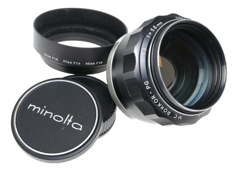 Minolta MC Rokkor-PF 1:1.2 f=58mm SLR camera lens fast glass