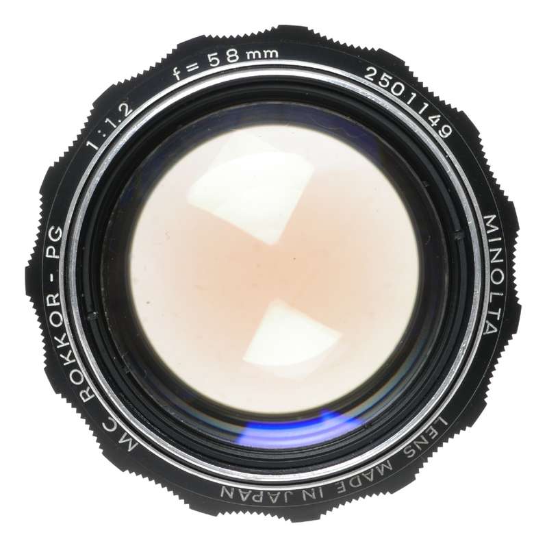 Minolta MC Rokkor-PF 1:1.2 f=58mm SLR camera lens fast glass