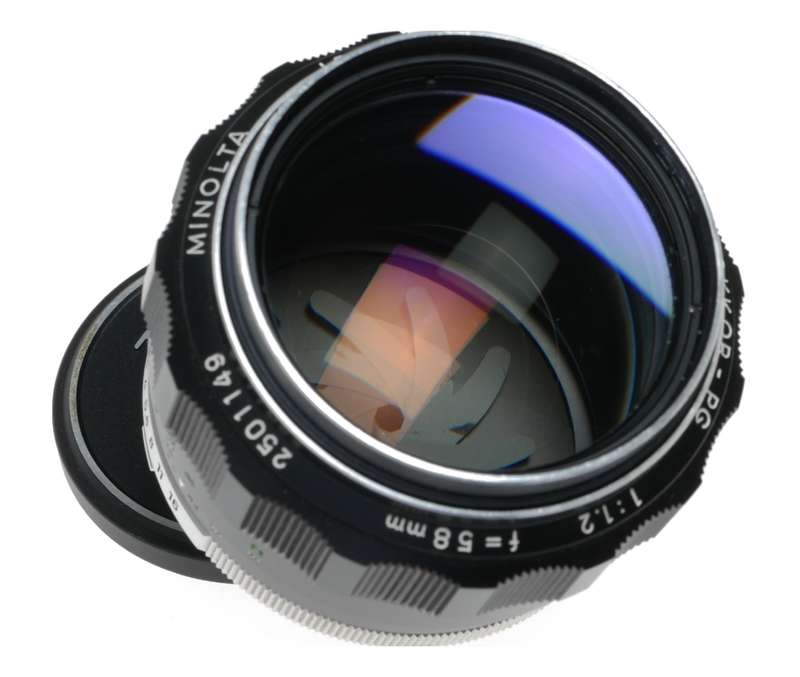 Minolta MC Rokkor-PF 1:1.2 f=58mm SLR camera lens fast glass