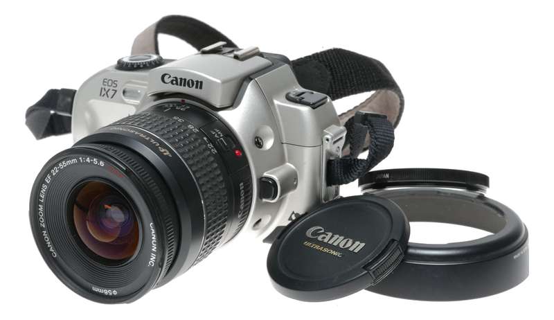 Canon EOS IX7 camera EF 22-55mm USM zoom lens 35mm film set