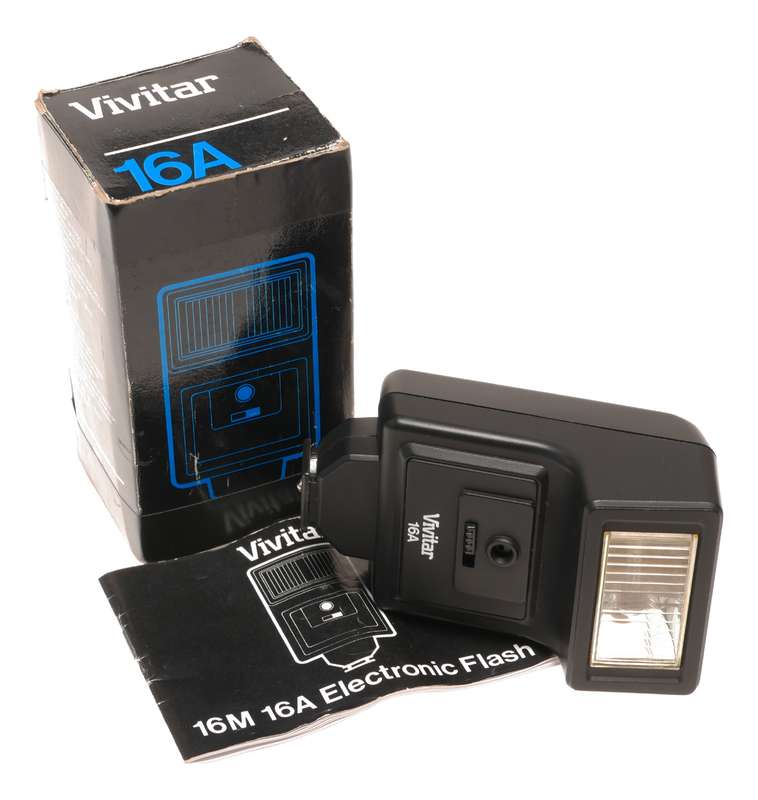 Vivitar 16A Electronic Hot Shoe Film Camera Flash in Box Free Shipping