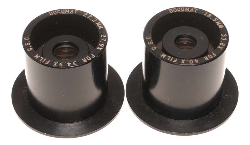 Documat 18.5mm 33.8X For 40.X Film Lenses 22.2mm 27.9X For 34.5X Film