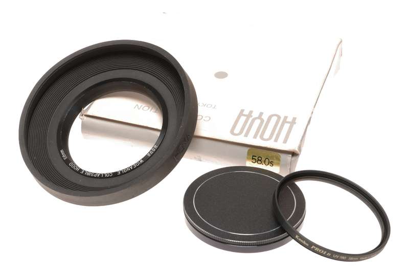Kenko Pro1D UV Filter in Holder Hoya 58mm Wide Angle Shade Hood