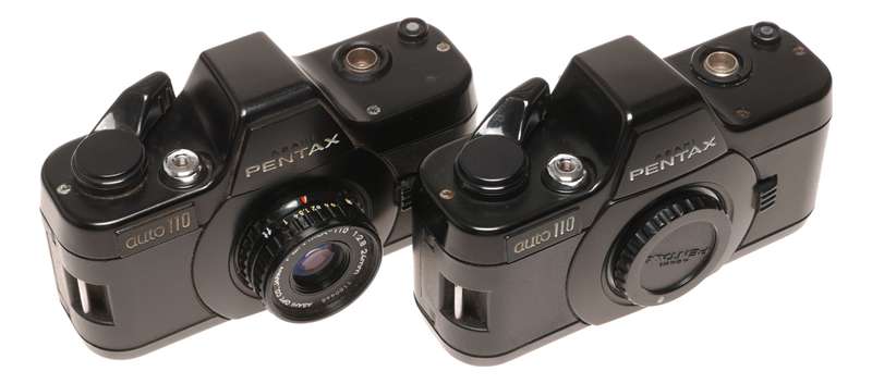 Pentax 110 Subminiature Film Cameras x2 Need Service Sold as Spares