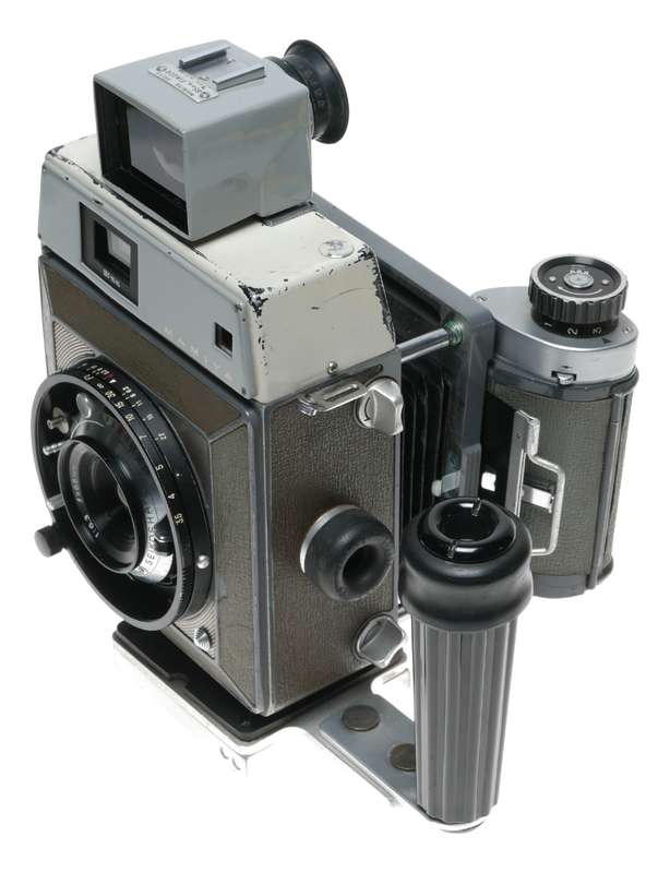 Mamiya-Press 23 Camera 6x9 format 6.3/65mm grip and viewfinder
