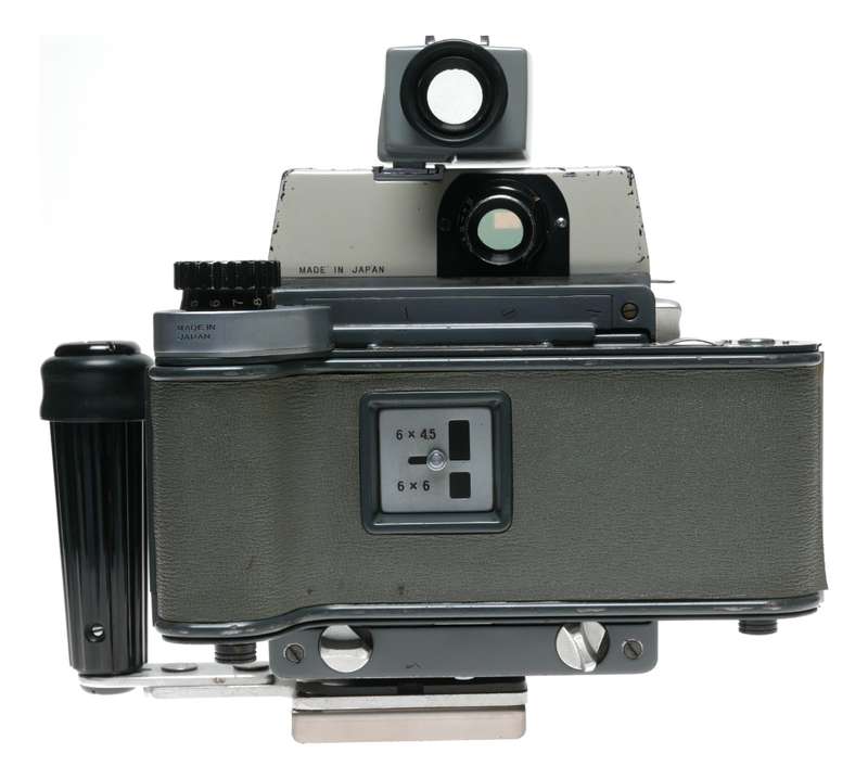 Mamiya-Press 23 Camera 6x9 format 6.3/65mm grip and viewfinder