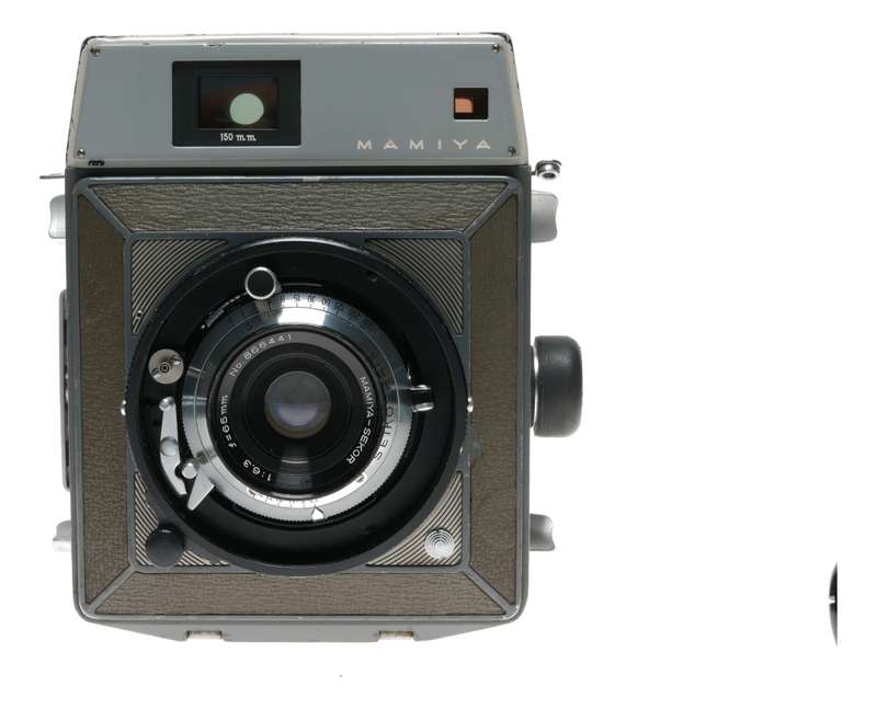 Mamiya-Press 23 Camera 6x9 format 6.3/65mm grip and viewfinder