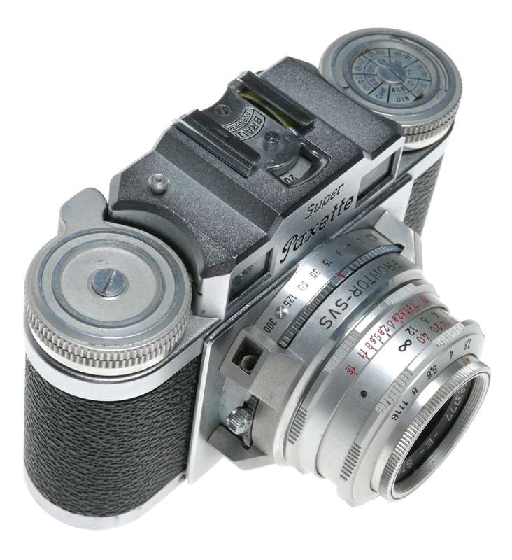 Braun Super Paxette E-Staeble-Kata 1:2.8/45 film camera with case