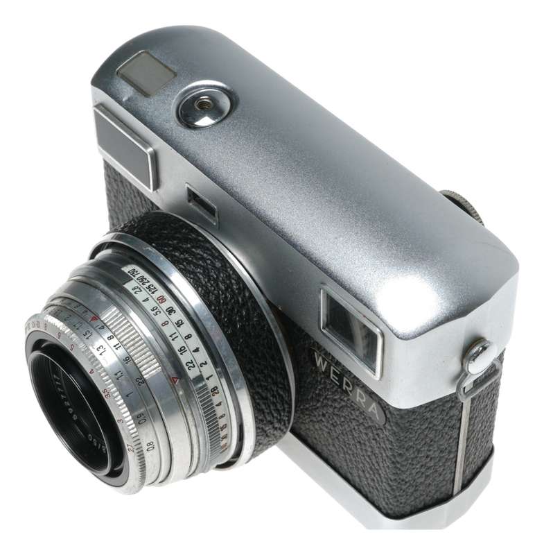 Werra Carl Zeiss Jena Tessar 2.8/50mm Black body hood case set