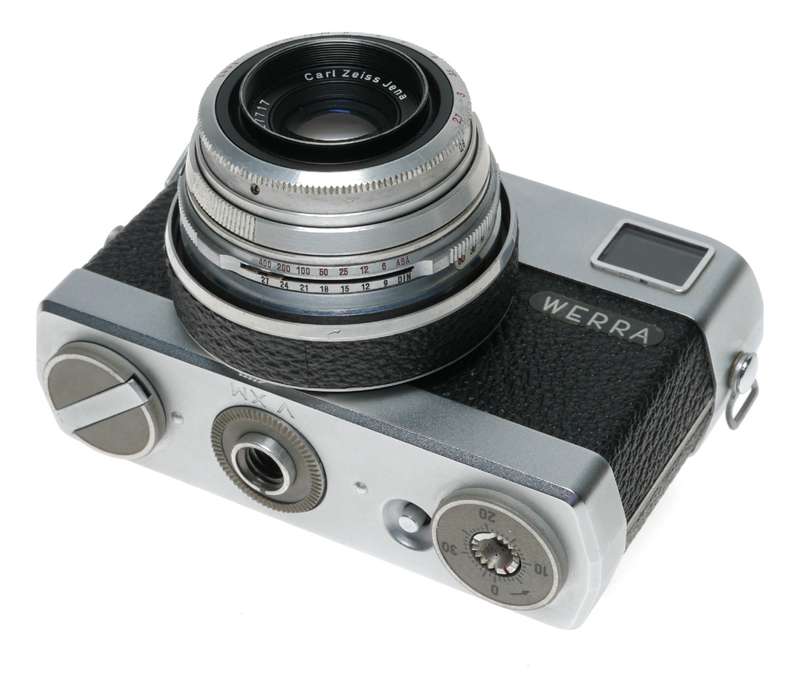 Werra Carl Zeiss Jena Tessar 2.8/50mm Black body hood case set