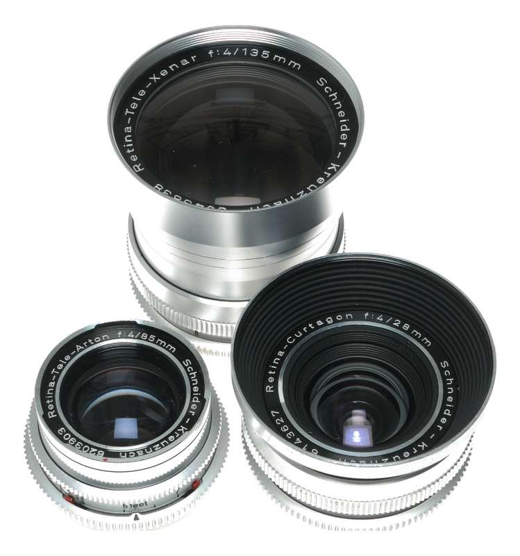 Schneider Retina Lenses Tele-Xenar f:4.8/200 Curtagon 4/28 Tele-Arton 4/85mm