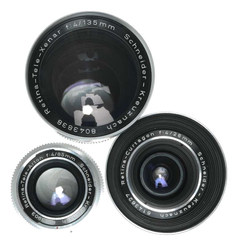 Schneider Retina Lenses Tele-Xenar f:4.8/200 Curtagon 4/28 Tele-Arton 4/85mm