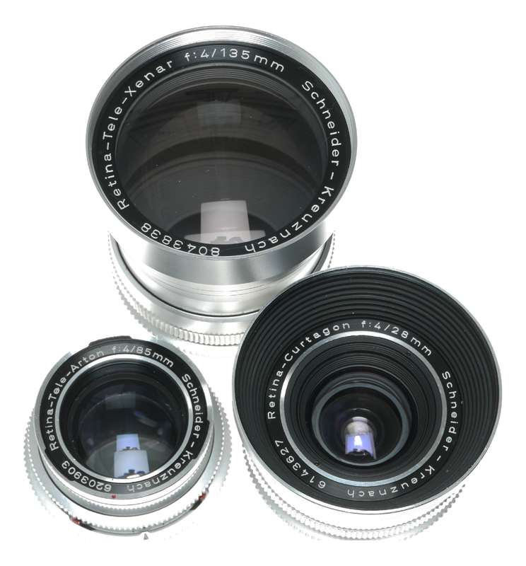 Schneider Retina Lenses Tele-Xenar f:4.8/200 Curtagon 4/28 Tele-Arton 4/85mm
