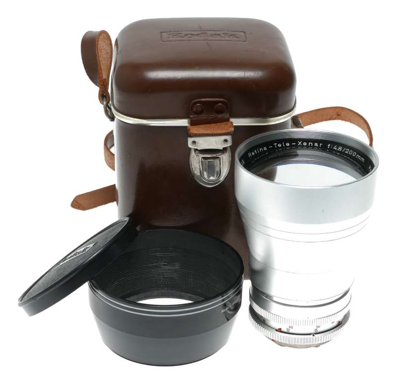 Schneider Kodak Retina-Tele-Xenar f:4.8/200mm SLR Camera Lens Hood Cap Case