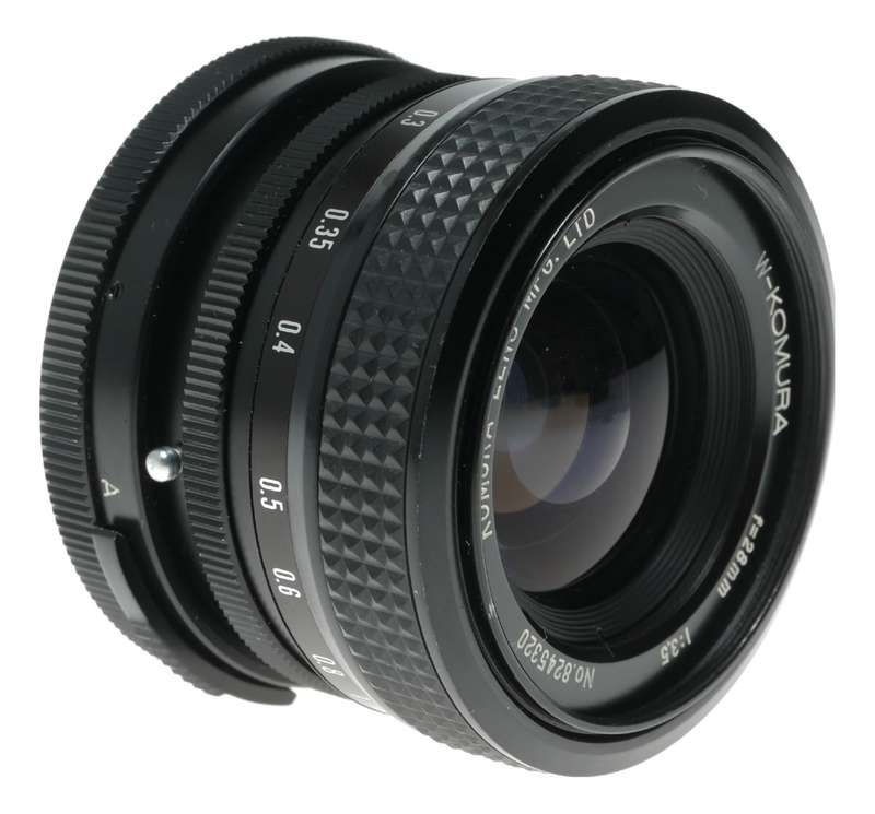 W-Komura 1:3.5 f=28mm Wide Angle 35mm Film Camera Lens