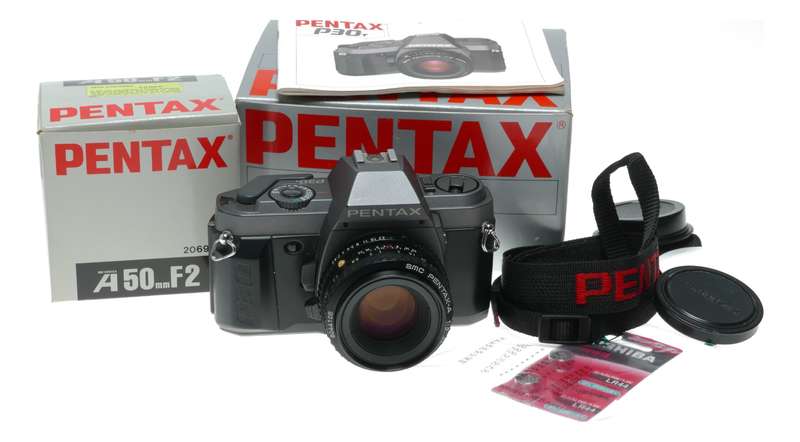 Pentax P30 35mm Film SLR Camera A50mm F2 Lens Strap Box Instructions