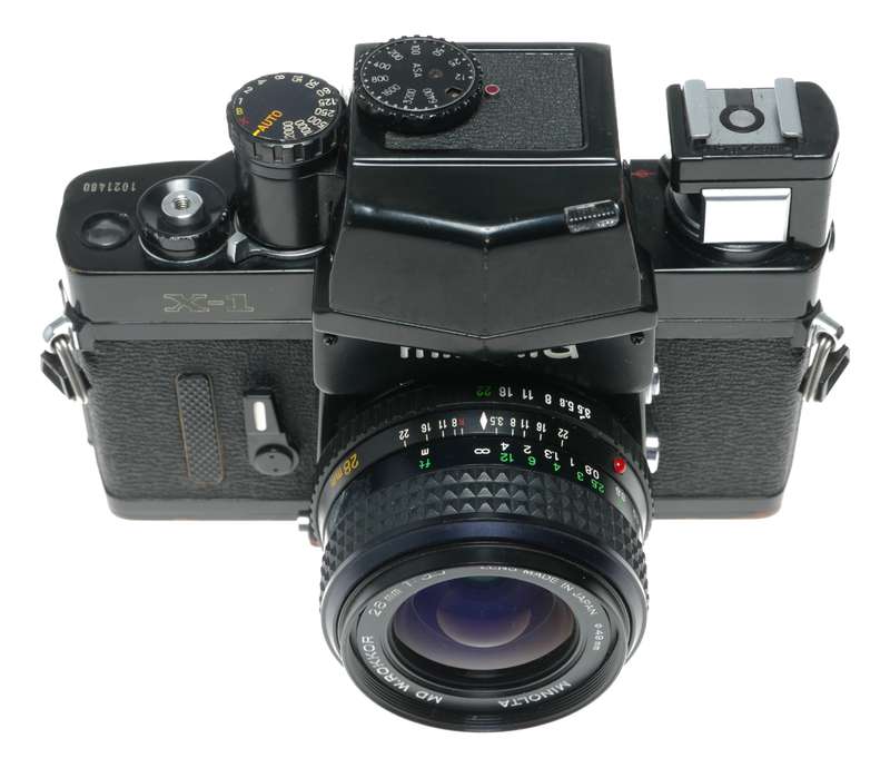 Minolta X-1 35mm Film SLR Pro Camera MD W.Rokkor 1:3.5 28mm