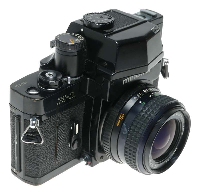 Minolta X-1 35mm Film SLR Pro Camera MD W.Rokkor 1:3.5 28mm