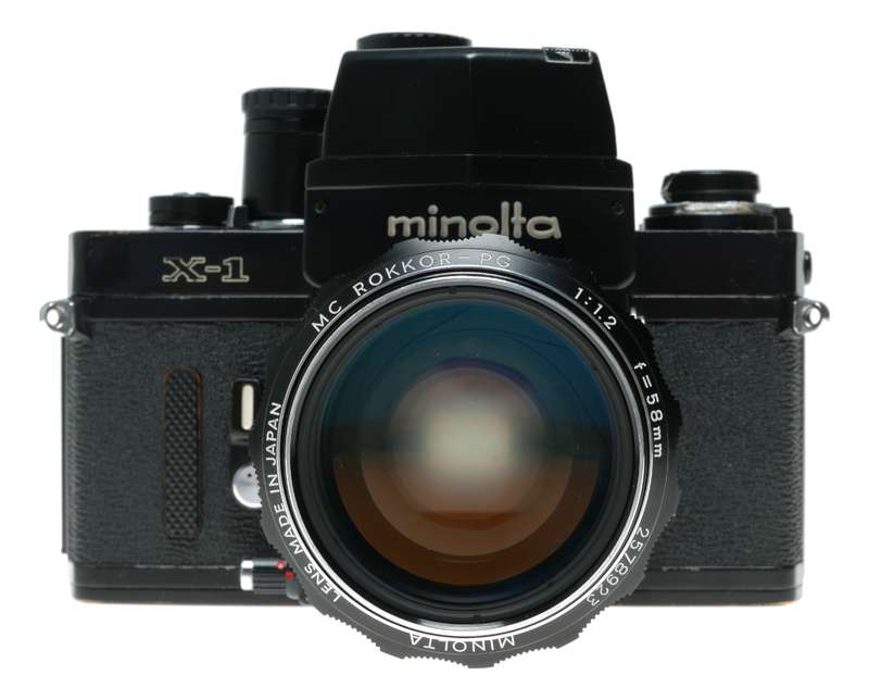 Minolta X-1 SLR Camera MC Rokkor PG 1:2 58mm Hawk Eye Lens Excellent