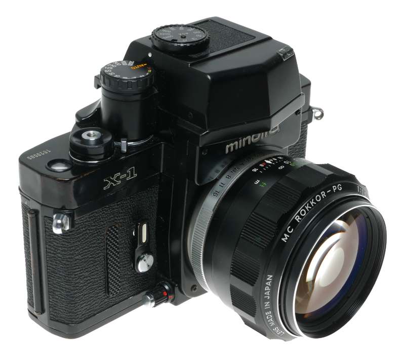 Minolta X-1 SLR Camera MC Rokkor PG 1:2 58mm Hawk Eye Lens Excellent