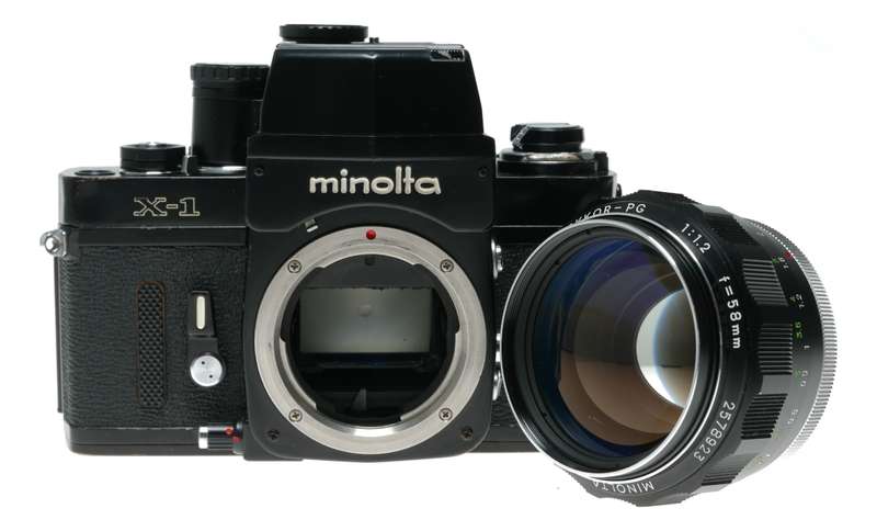Minolta X-1 SLR Camera MC Rokkor PG 1:2 58mm Hawk Eye Lens Excellent