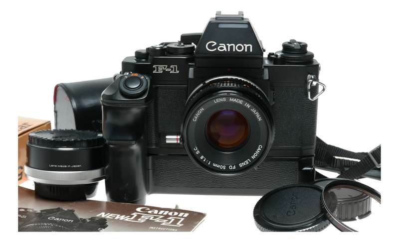Canon F-1 SLR Camera FD 50mm 1:1.8 Lens AE Power Winder FN Accessories