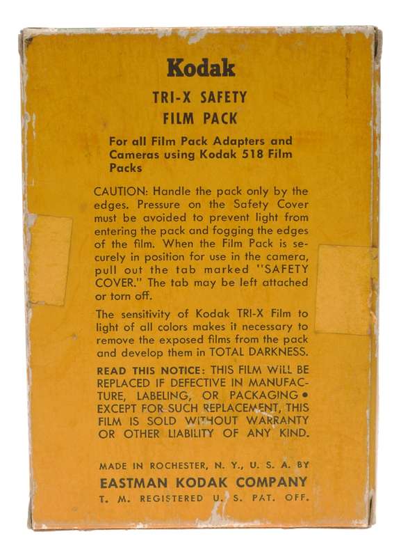 Kodak TX 518 Safety Film Pck Super Speed Pancromatic Tri-X 8x10.5cm