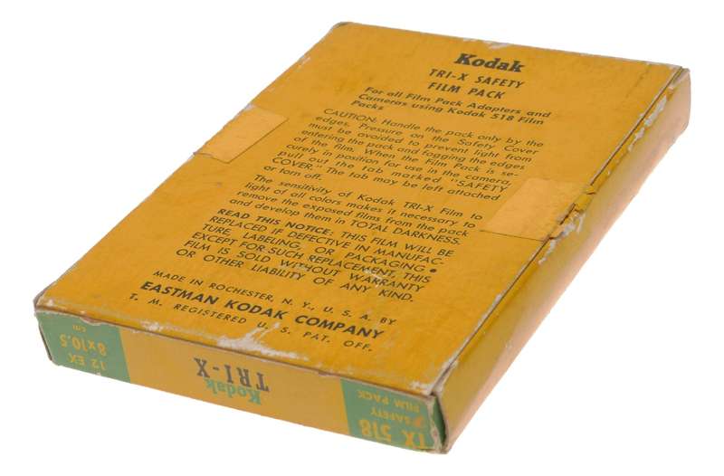 Kodak TX 518 Safety Film Pck Super Speed Pancromatic Tri-X 8x10.5cm
