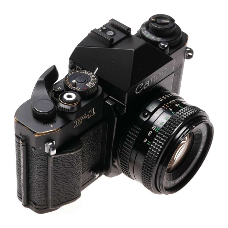 F1 Canon film Camera Black SLR 35mm Classic FD 50mm 1.8 lens 1.8/50