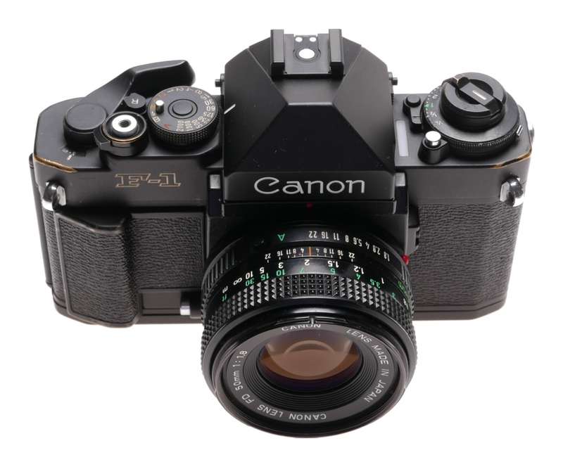 F1 Canon film Camera Black SLR 35mm Classic FD 50mm 1.8 lens 1.8/50