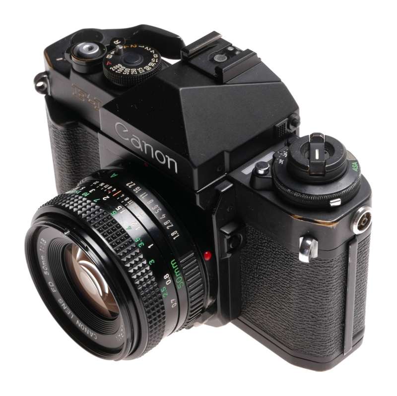 F1 Canon film Camera Black SLR 35mm Classic FD 50mm 1.8 lens 1.8/50