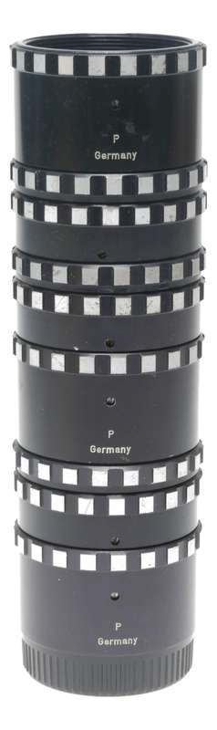 Screw mount extension tube rings close up accessories set